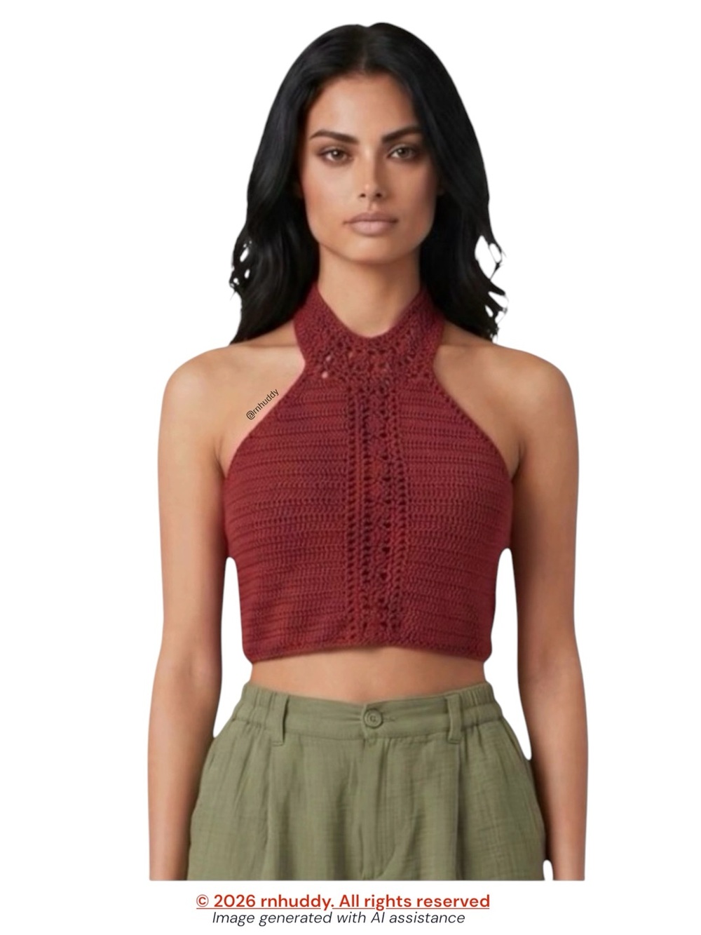 American Eagle XL rust crocheted back tie halter